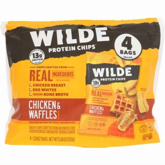 Wilde Chicken & Waffles Chicken Protein Chips 4 Pack 1.34 oz Package May Vary