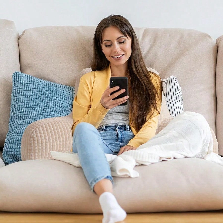 Reading Pillow Bed Wedge Large Adult Backrest With Arms Back Support For Sitting Up In Bed Couch For Lounging BedrestWaffle Stereoscopic Design Ivory