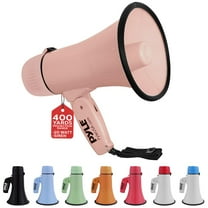 Lightweight and Portable Bullhorn Megaphone, Aux (3.5mm) Input for MP3/Music, Automatic Siren, 20-Watt, MIC/TALK (Pink)