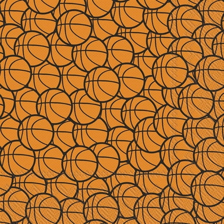 Boston International C957617 Paper Cocktail Napkin Basketball Orange - case of 3
