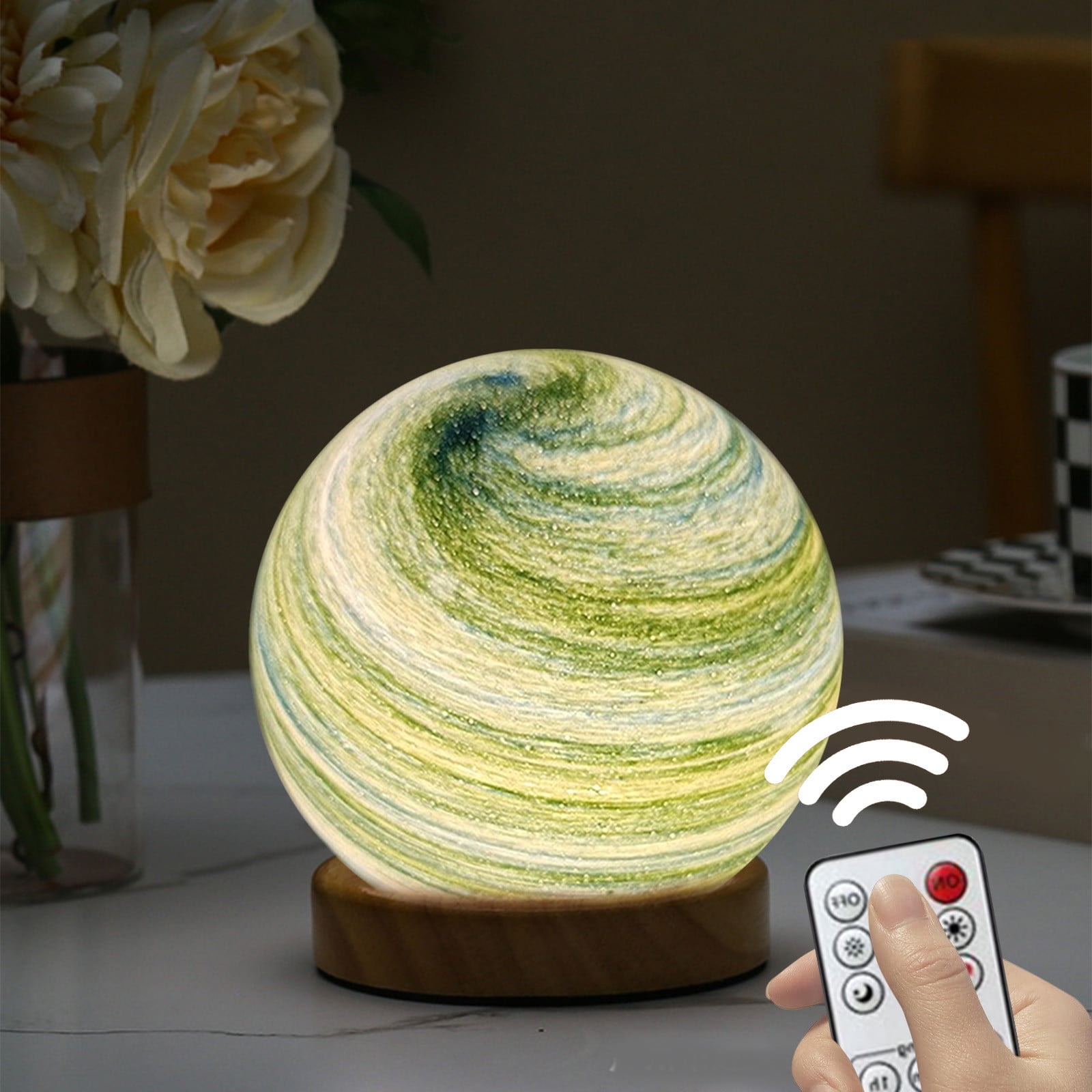 Gnmfd LED 3D Dimmable Planet Glass Ball Night Light USB Powered Mood Lamp for Bedroom, Bedside Table, Home Decoration, Romantic Night Light Gift, Lights for Room, Night Lights Plug Into Wall