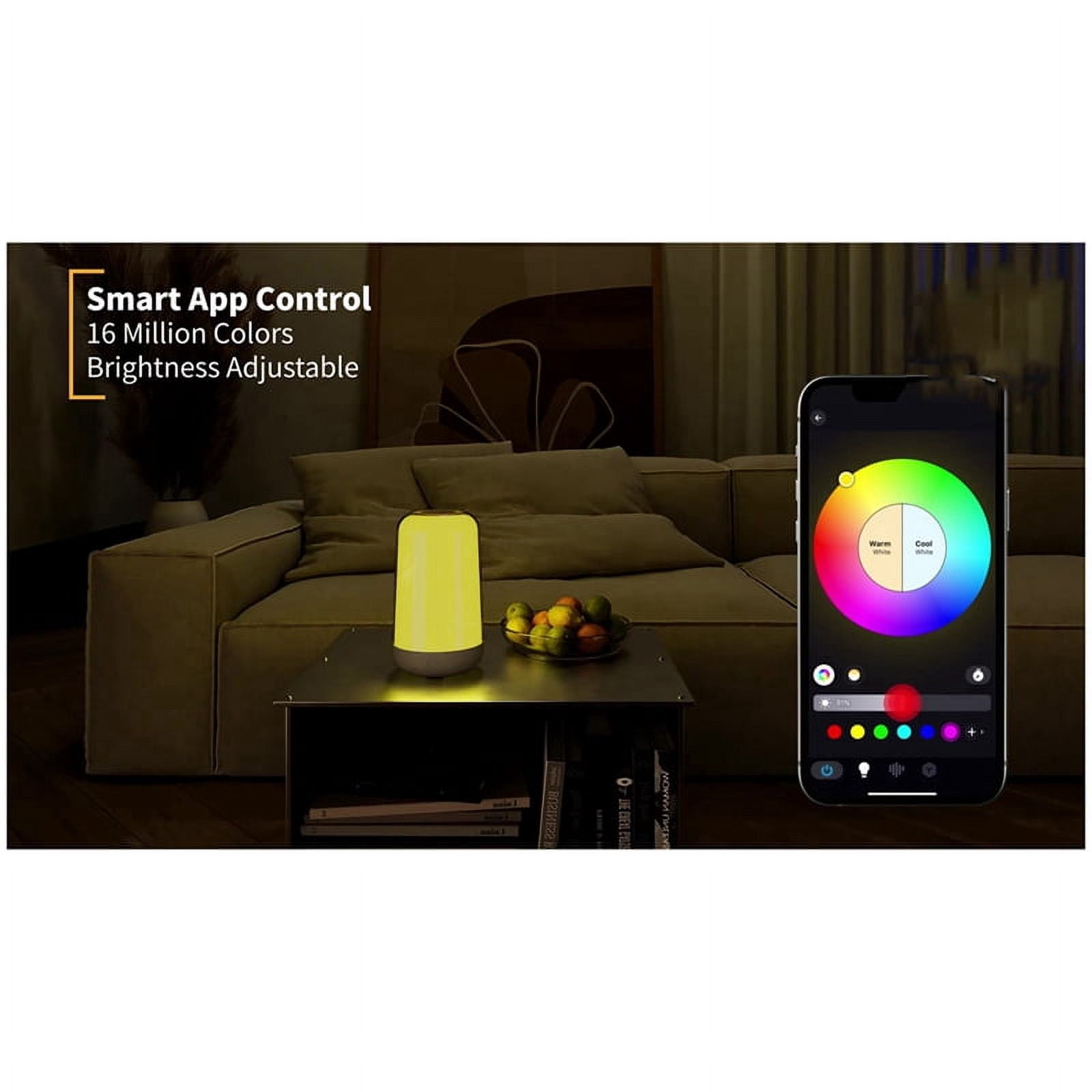 Bluetooth Smart Touch Bedside Table Lamp Dimmable RGB LED Light Rechargeable Kids Desk Lamp Camping Room Atmosphere
