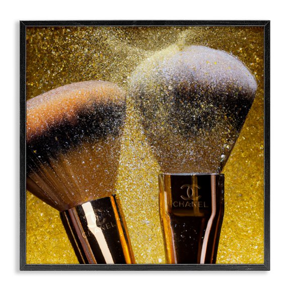 Stupell Industries Modern Makeup Brush Glam Glimmer Black Framed Giclee Art, 17 x 17, by Ziwei Li