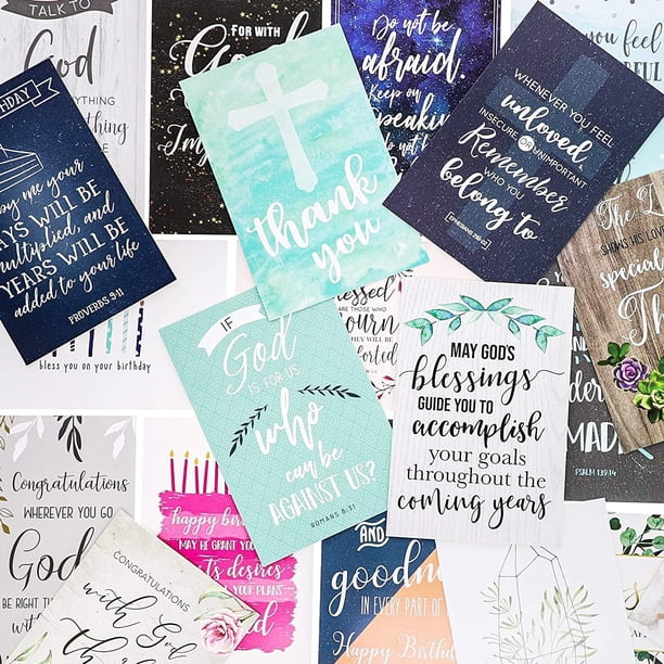 Faithful Finds Confezione 48 Biglietti Di Auguri Cristiani Con Buste - 10,2x15,2 Cm, Interno Vuoto Con Scritture, Per Compleanni, Matrimoni, Ringraziamento, Incoraggiamento