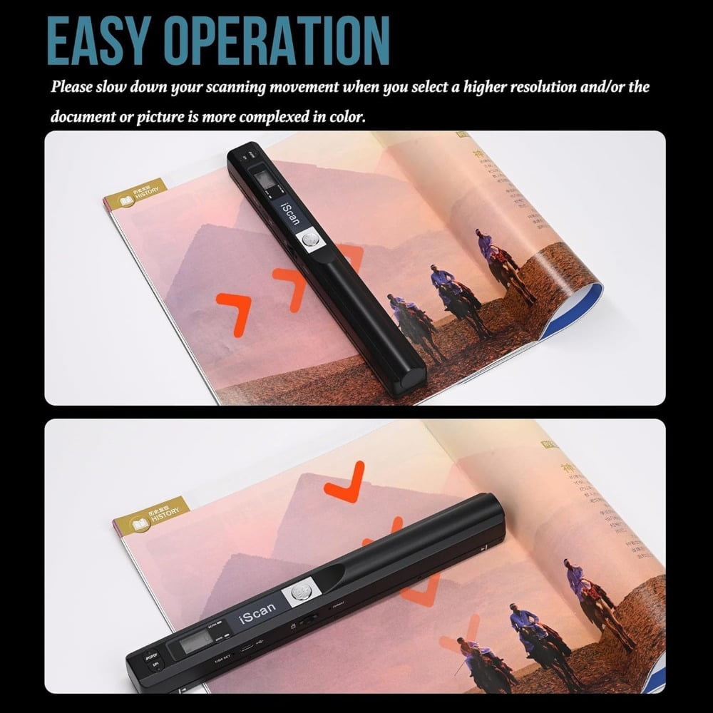 Portable 900DPI A4 Document Photo Scanner, 32GB SD Card, Plug & Play for Instant PDF/JPG Scans, for Business Receipts Books Smartphones & Computers