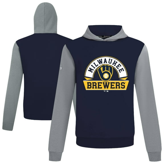 Men's Levelwear Navy Milwaukee Brewers Throwback Ultimate Banner Arch Hoodie