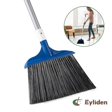 Eyliden Heavy-Duty Stiff Bristle Broom, Outdoor Commercial, Perfect for Courtyard Garage Lobby Mall Market Floor, 54.3 in, Blue