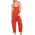 thumbnail image 2 of HAPIMO Cotton Linen Jumpsuit with Pocket for Women Summer Relaxed Baggy Pocket Sleeveless Trousers Casual Comfy Solid Fashion Red M, 2 of 9