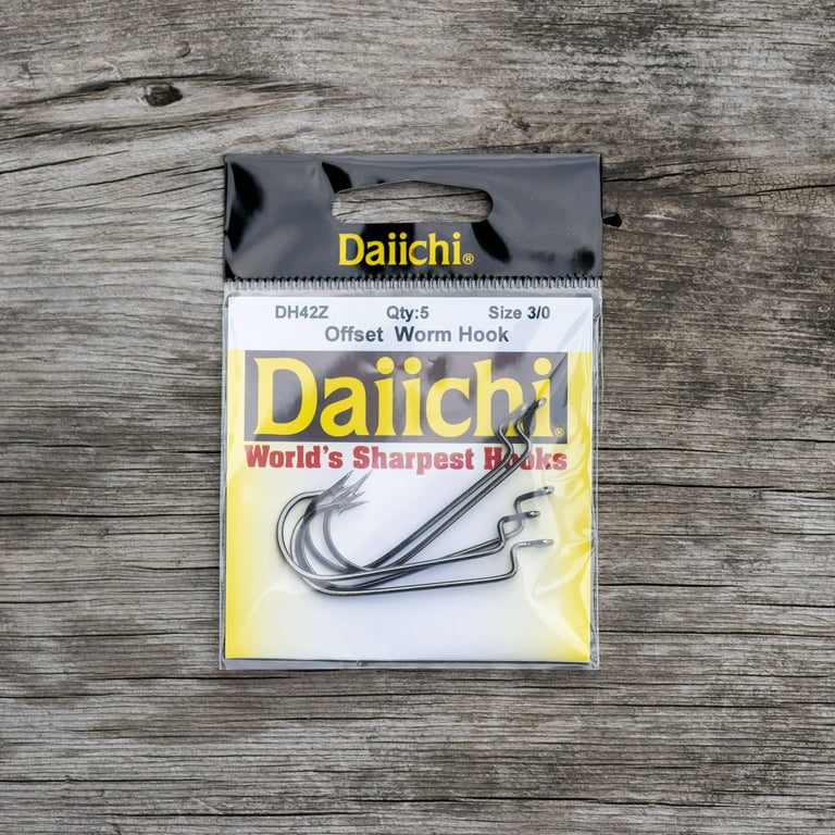 Daiichi D42Z Offset, Wide Gap Worm Hook, Black Nickel, Size 3/0