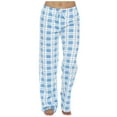 thumbnail image 2 of ALLLIST Pants for Ladies Elastic Waist Knit Pants Blue Plaid Lounge Pants Teen Pants, 2 of 5
