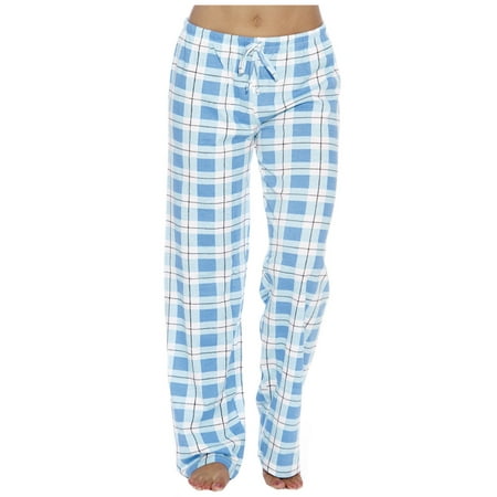 

JWZUY Womens Plaid Pajama Lounge Pants Comfy Pants Bottoms Drawstring Pj Bottoms Pants with Pockets Blue L