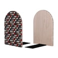 thumbnail image 2 of Lsque Houndstooth Green Red Printed Wood Bookends,Non-Skid Bookend for Shelves,Heavy Duty Support Bookends,Non-Slip Foam Pads for Office, Home, and Library,1 Pair, 2 of 8