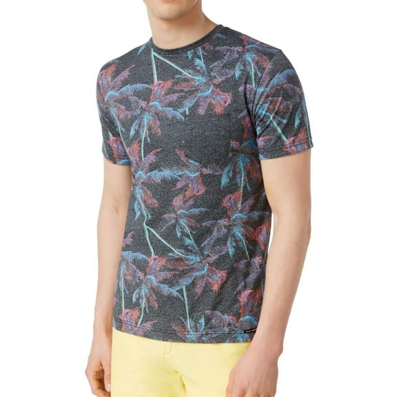 Univibe Mens Dazed Palm Basic T-Shirt, Black, Small