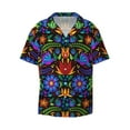 thumbnail image 2 of Lsque Colorful Floral print Men's Cuban Collar Short Sleeve Shirt Summer Beachwear Casual Button Down Fashionable Vacation Leisure Shirt-3X-Large, 2 of 7