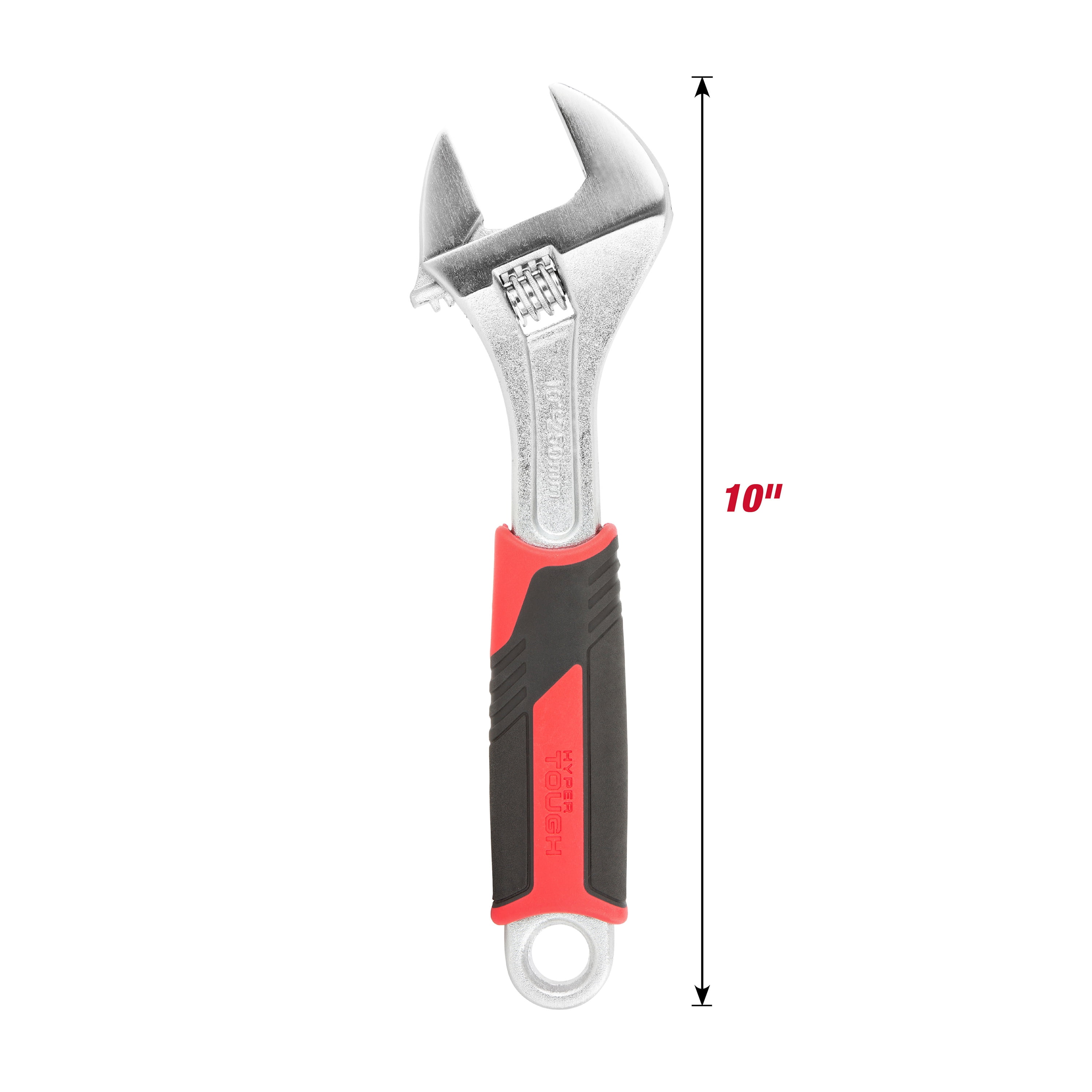 Hyper Tough 10-Inch Adjustable Wrench with Ergonomic Soft Grip