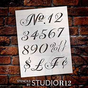 Numbers Stencil by StudioR12 Elegant Vintage Number Art - Medium 8.5 x 11-inch Reusable Mylar Template Painting, Chalk, Mixed Media Use for Crafting, DIY Home Decor - STCL1043_1