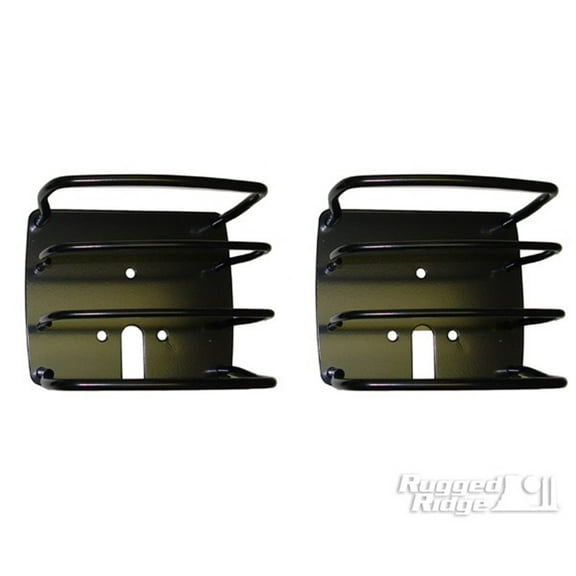 Rugged Ridge 11226.01 EURO TAIL LIGHT GUARD PAIR, BLACK, 76-06 CJ/WRANGLER