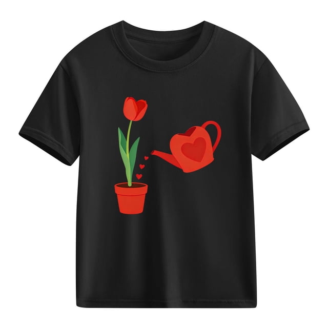 TaTaai School Season Cute Print Short Sleeve T-Shirt, Valentine's Day Casual Top, Unisex All Season Graphic Tee Gift
