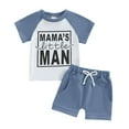 thumbnail image 3 of Gerichy Toddler Boys Clothes Baby Boy Outfit Sets Baby Toddler Boys Clothes Set, 0 3 6 12 18 24 Months Short Sleeve Round Neck Letters Print Loose T shirt + Drawstring Short Pants Summer Outfits, 3 of 5