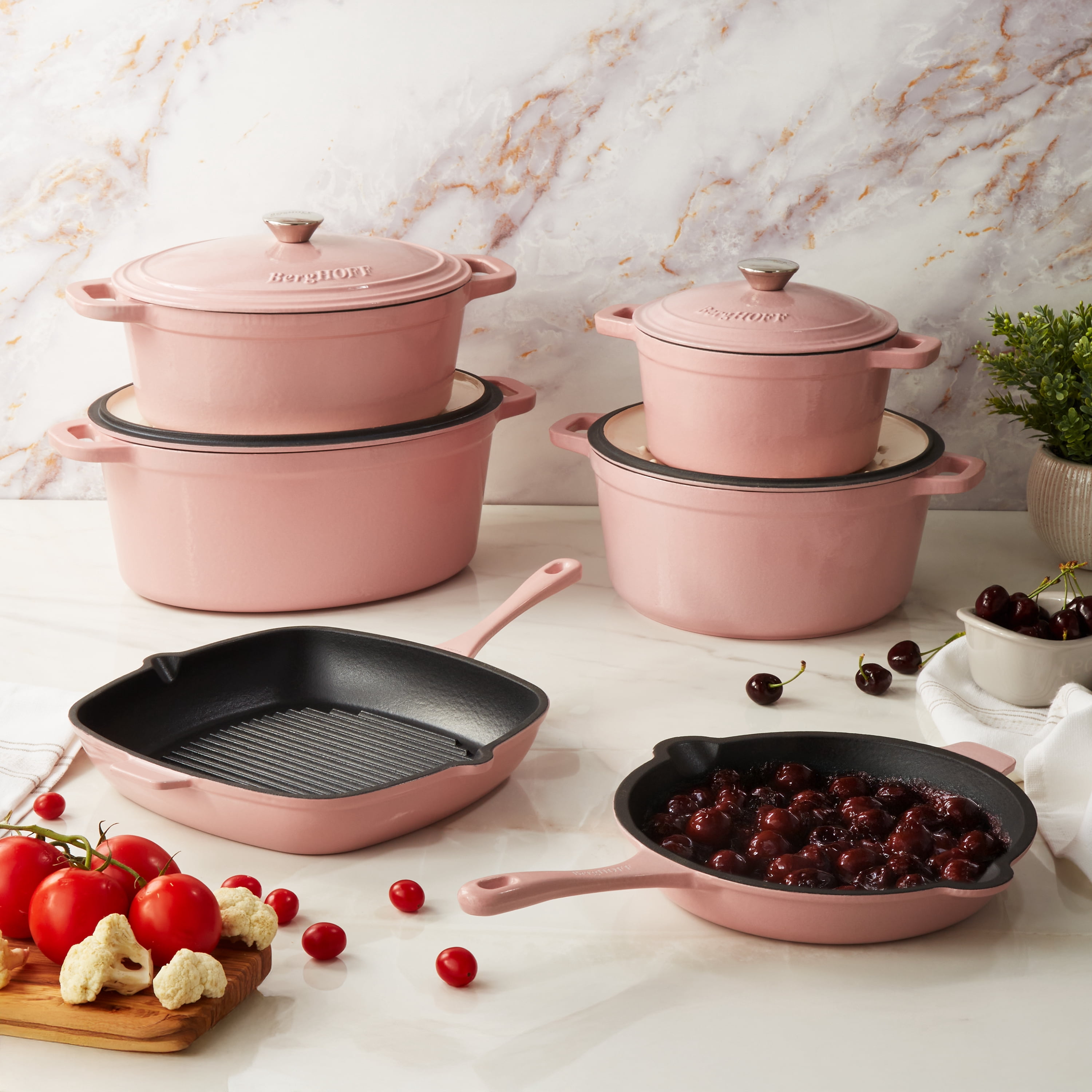 BergHOFF Neo Cast Iron Square Grill Pan 11", Pink
