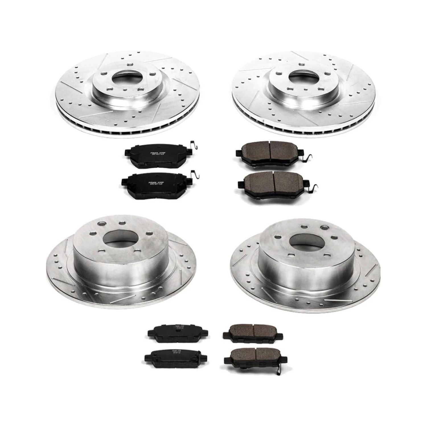 PowerStop Front and Rear Z23 Evolution Sport Carbon-Fiber Ceramic Brake Pad and Drilled & Slotted Rotor Kit Fits: NISSAN Select Models K117