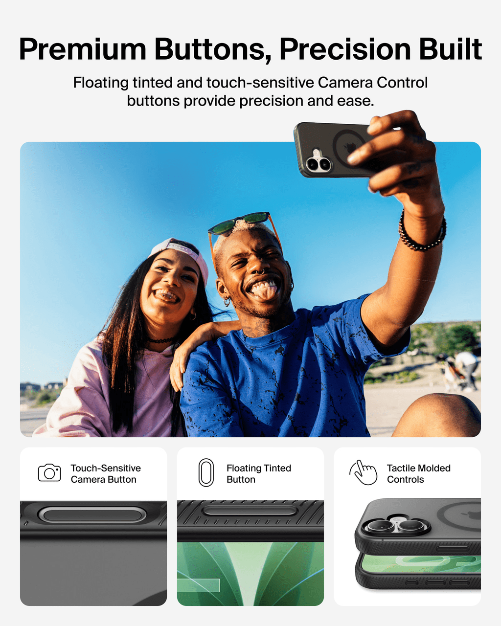 Belkin for iPhone 17 Case, Grip, MagSafe Compatible w/Anti-Scratch & Anti-Yellowing Coating, Touch Sensitive Camera Control - Military Grade, Anti-Slip, Magnetic, Shockproof, Protective