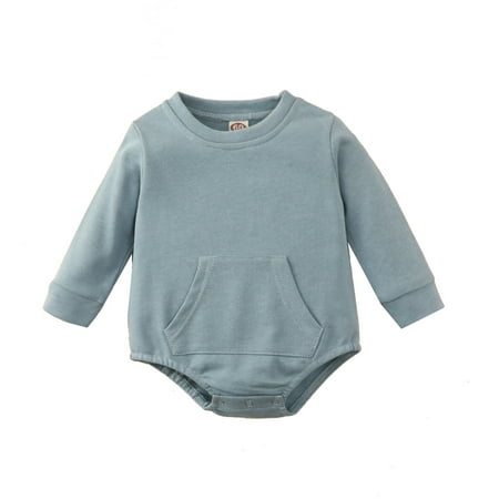 

QYZEU Size 6 Boys Clothes Toddler Organic Clothes Baby Boys Girls Long Sleeve Cotton Solid Romper Bodysuit Clothes