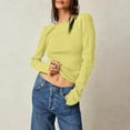 thumbnail image 2 of Yuyuzo Workout Tops for Women Round Neck Ribbed Knit Top Slim Stretchy Tight Tees Going out Tops, 2 of 7