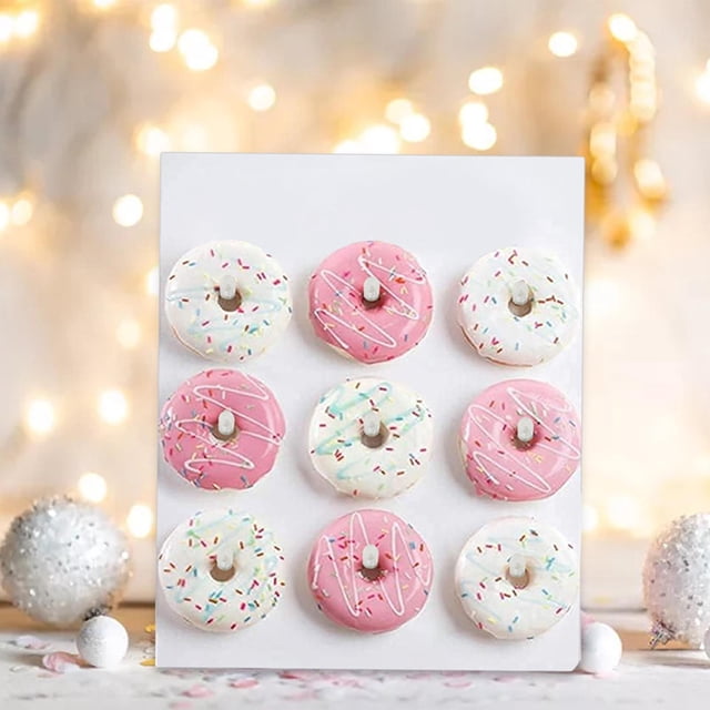 Pared de donuts, soporte de exhibición decoraciones de fiesta blancas buffet de comida soporte de tablero de donuts reutilizable para vacaciones, mesa