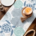 thumbnail image 3 of Coastal Sea Turtle Table Runner 90 Inches, Nautical Ocean Creatures Starfish Bed Runner Dresser Scarves Tabletop for Indoor Outdoor Parties/Ceremony/Banquet, 13" x 90", 3 of 9
