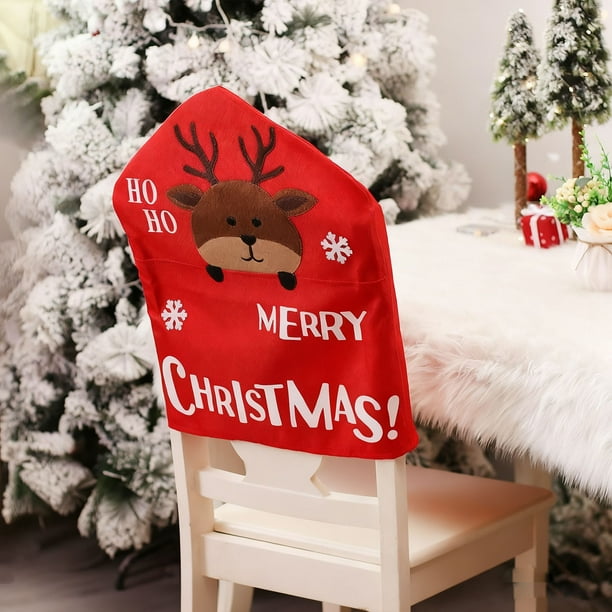 Fundas de poliéster para sillas, decoraciones navideñas, fundas para sillas con estampados navideños, fundas para taburetes con dibujos de anciano, muñeco de nieve y reno, fundas para sillas para deco