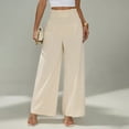thumbnail image 5 of Comdrip Women's Pants Women's Loose Pleated Front Long Pants Wide Leg Trousers Solid Causal Dress Pants Women Beige L, 5 of 8