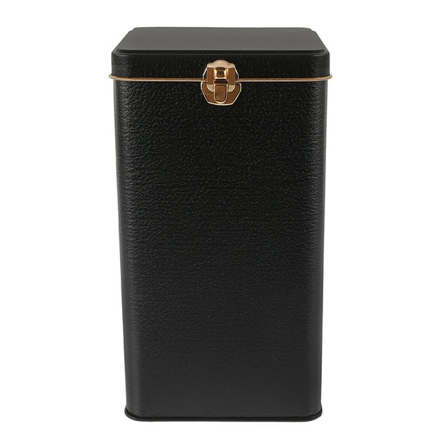 Lata de té con tapa hermética, recipientes metálicos para té, almacenamiento de alimentos, pequeños botes de cocina para café, azúcar y harina, color negro.