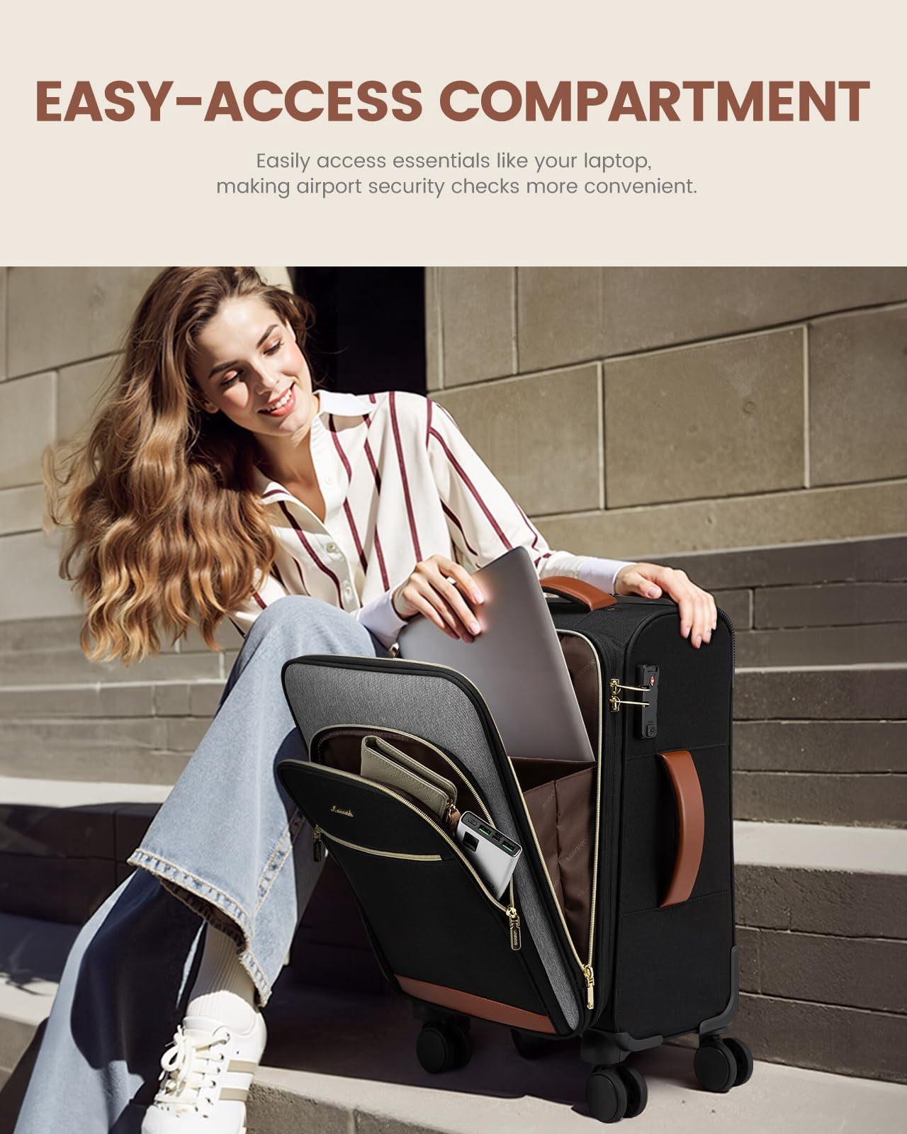 LOVEVOOK Carry On Luggage 22x14x9 Airline Approved, 20 Inch Soft side Suitcases with Wheels, Lightweight Spinner Carry on Suitcase with TSA Lock, Water-Resistant Large Capacity Luggage for Travel