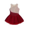 thumbnail image 4 of Haitryli Kids Girls Figure Ice Skating Dress Ballet Dance Dress Mesh Splice Lyrical Dancewear Red 12, 4 of 7