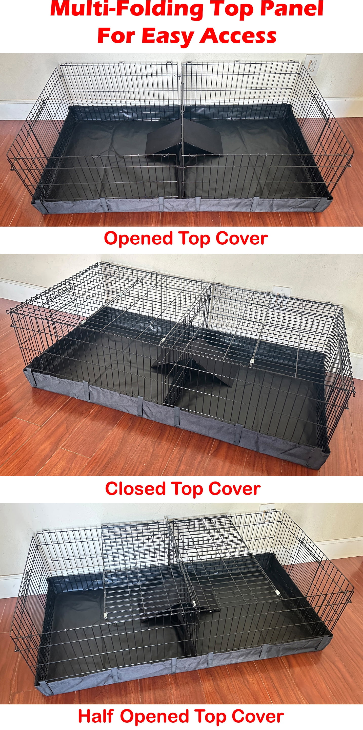 47" Extra Large Guinea Pig Dwarf Rabbit Habitat Yard With Top Cover Hamster Turtle Critters Cage Center Divider with Door Ramp Mouse Mice Bunny Enclosure with Waterproof Bottom Canvas