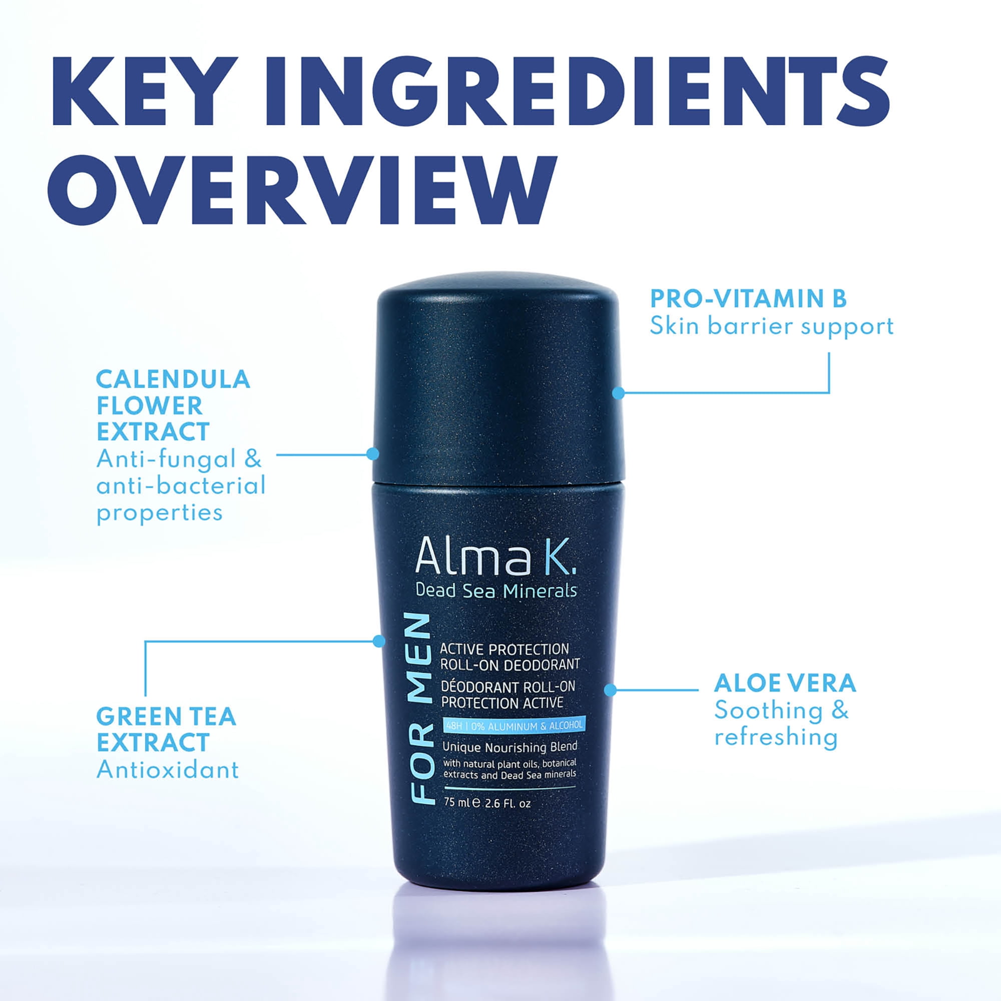Alma K Active Protection Roll On Deodorant, Deodorant for Women, 2.6 oz