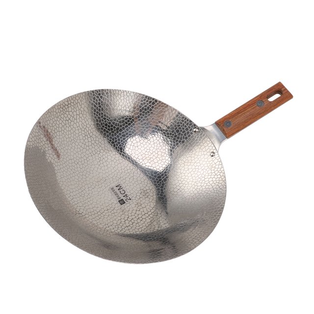 Poignée en Bois Poêle à Frire Chauffage Rapide Acier Inoxydable 304 Multifonctionnelle Antiadhésive 24CM