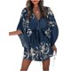 thumbnail image 1 of SAYOO Vestido Casual con Cuello en V para Mujer, Manga Media Hoja/Floral/Estampado Irregular Patrón Botón Pecho Cintura Elástica Falda de Una Pieza SAYOO casual, 1 of 6