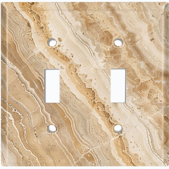 Metal Light Switch Wall Plate Outlet Cover (Printed Image of Marble Slab - Double Toggle)