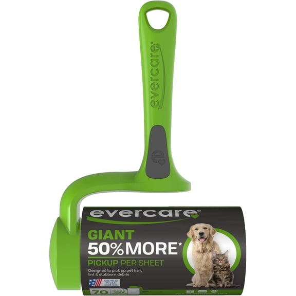Evercare Giant Pet Extreme Lint Roller Pet Hair Remover - Extra Wide Surface - 70 Sheets