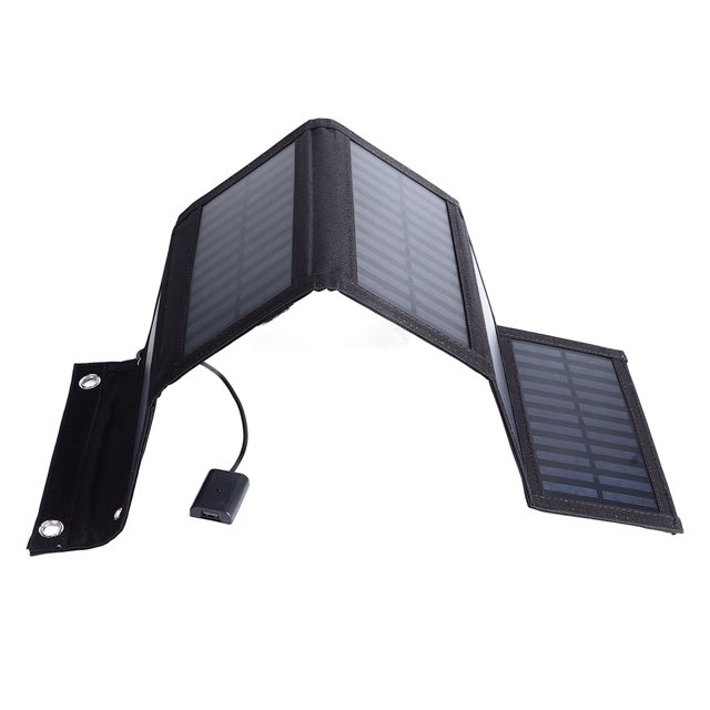 Cargador De Energía Solar ANGGREK Panel Solar Plegable Negro 5 Pliegues