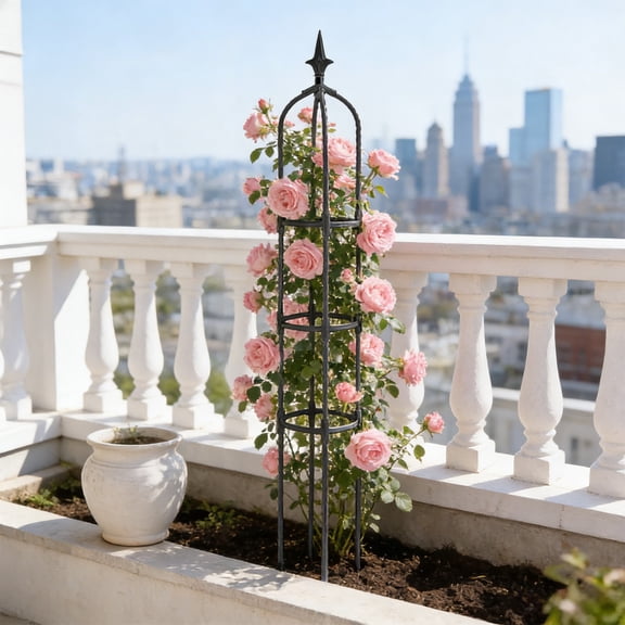 RBCKVXZ 43 Inch Garden Trellis for Climbing Plants-Rustproof Plastic Pipe with Heavy Duty Coated, Garden Outdoor Indoor Potted Plants Support for Clematis Vine Jasmine Support (Black)