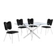thumbnail image 1 of Rectangle 60" x 38" 5pc Clear Glass Dining Set with Black Chairs, 1 of 5
