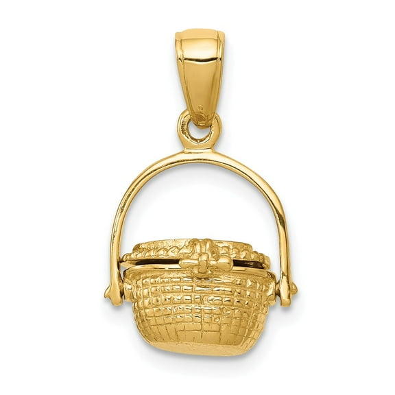 14k Yellow Gold 3-D Nantucket Basket Pendant Charm