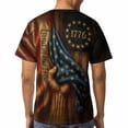thumbnail image 5 of LAOLIUSN Men’s Patriotic T-Shirt American Flag 1776 “Land of the Free” Vintage Graphic Tee, 3D All Over Print Short Sleeve Crewneck, 88% Polyester 12% Spandex, S-4XL, 5 of 7