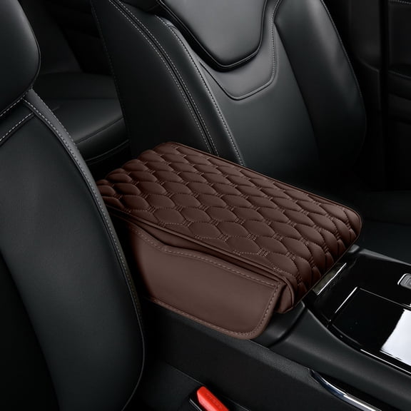 BotaniNest Car Center Console Armrest Protector 2025 Upgrade Leather Armrest Cover Cushion With 2 Storage Bags Universal Seat Pad Interior Accessories Protector For Most Vehicle