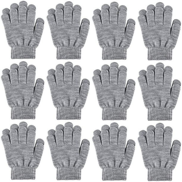 12 pares de guantes mágicos de invierno para niños, elásticos y cálidos, de punto para niños o niñas.