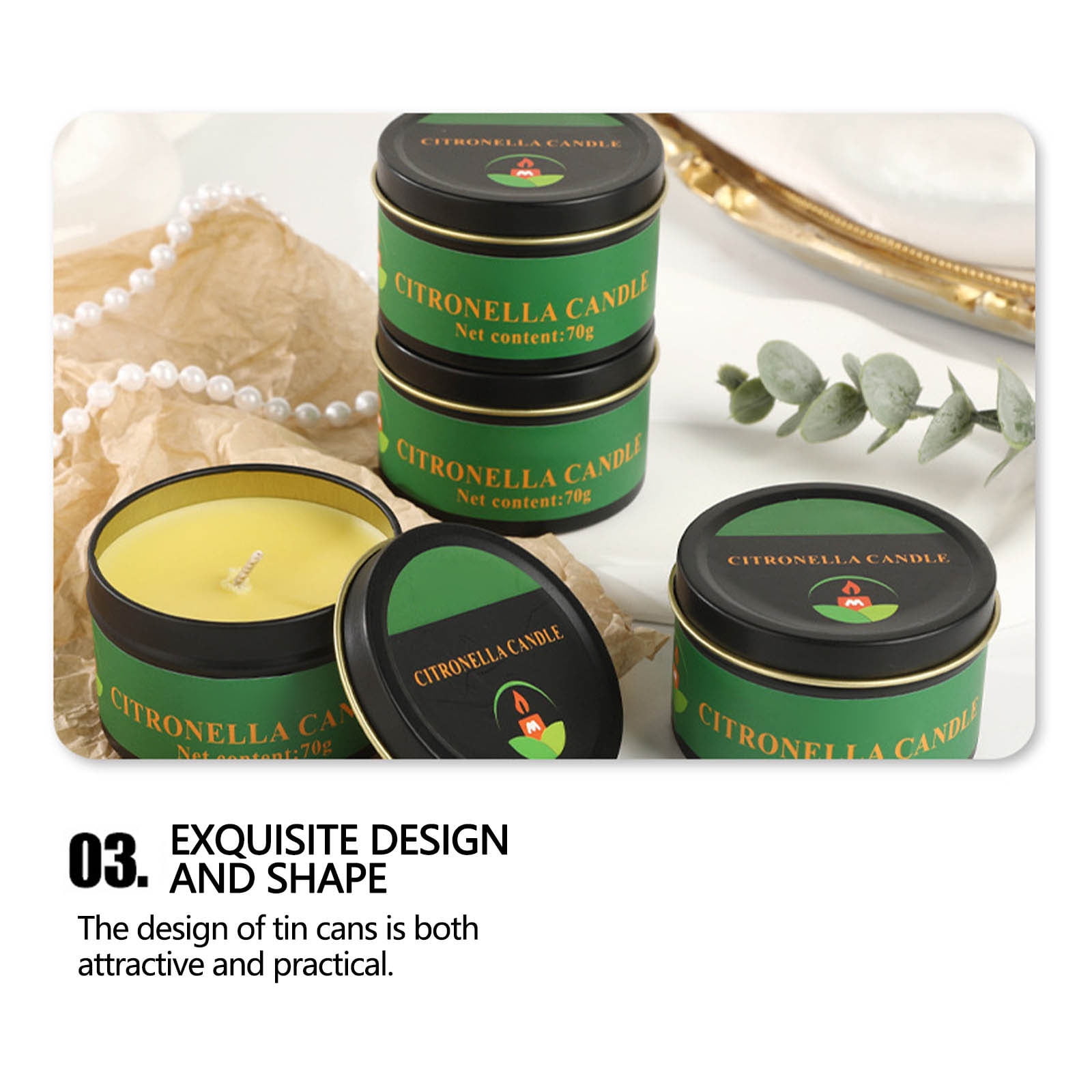 AUHomi 4 PCS Citronella Candles, Indoor Outdoor Lemongrass Scented Candles, Pure Citronella Oil and Natural Soy Wax Long Lasting Burning Hand Poured Emergency Candles