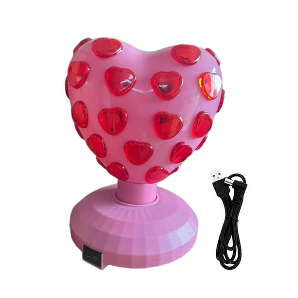 Lámpara de bola de discoteca, Plug & Play USB, rotación de 360 °, iluminación de DJ, luz de fiesta para espectáculo, Festival de Halloween, celebració corazón de amor rosa